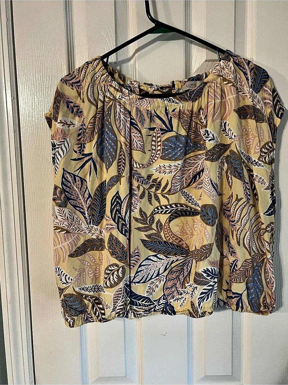 LOFT Paisley Short Sleeve Blouse in Yellow & Blue